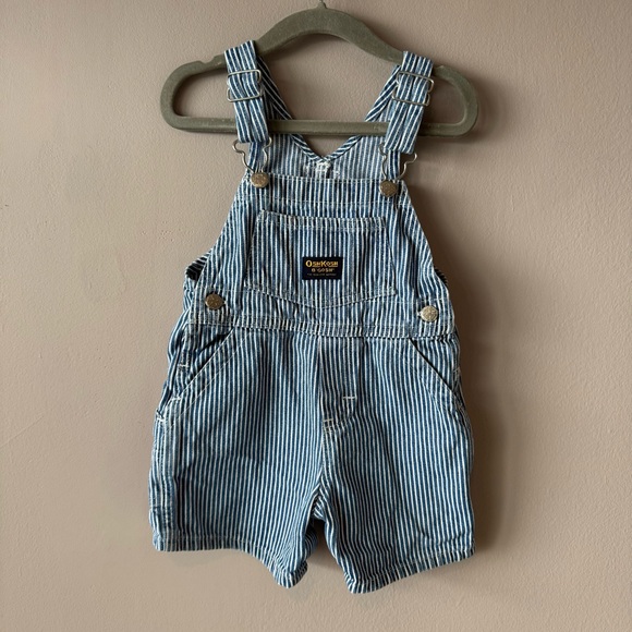 Osh Kosh Vintage Late 1990s‎ Hickory Stripe Railroad Short Overalls 18 Months